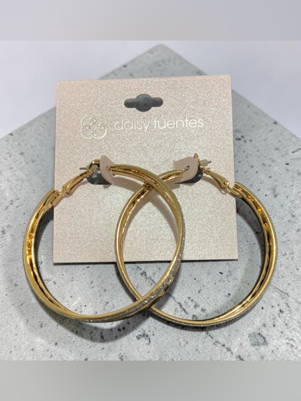 Daisy Fuentes Rose Gold Hoop Earrings New